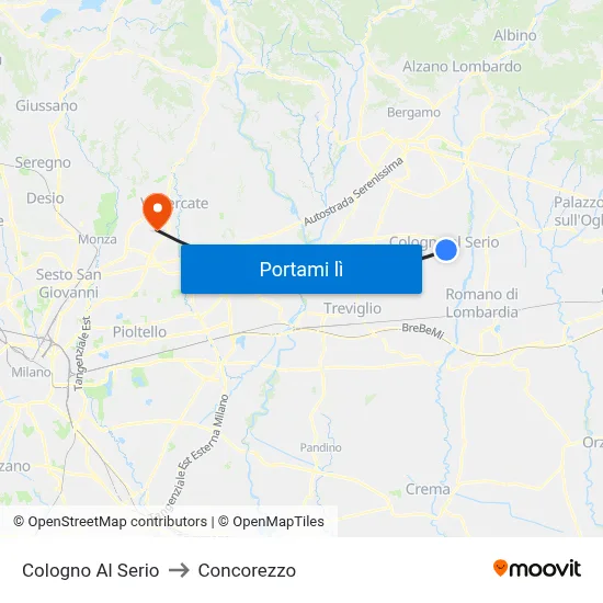 Cologno Al Serio to Concorezzo map