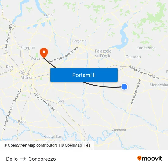 Dello to Concorezzo map