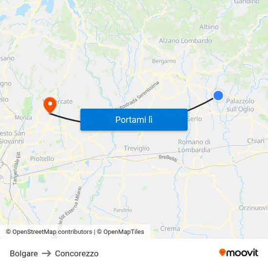 Bolgare to Concorezzo map