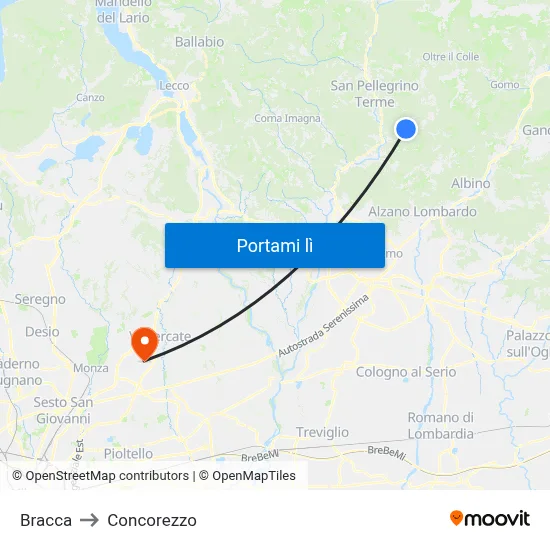 Bracca to Concorezzo map