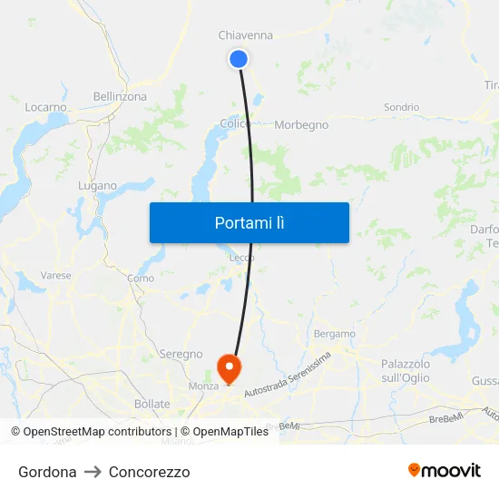 Gordona to Concorezzo map