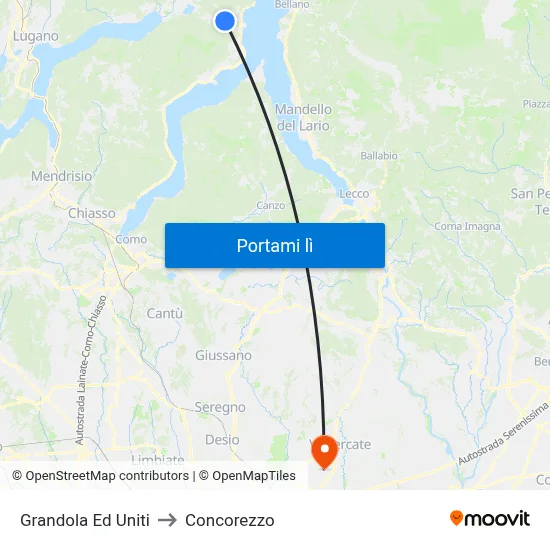 Grandola Ed Uniti to Concorezzo map