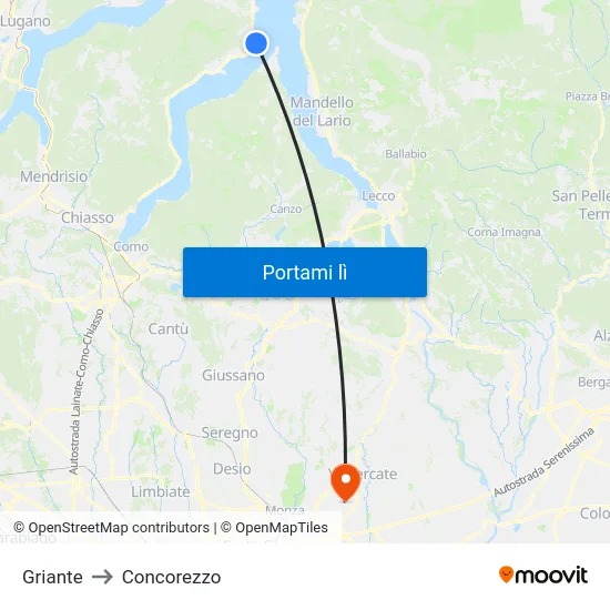 Griante to Concorezzo map