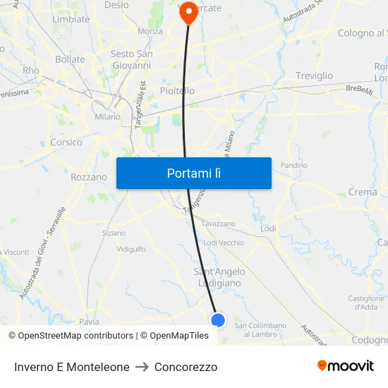 Inverno E Monteleone to Concorezzo map