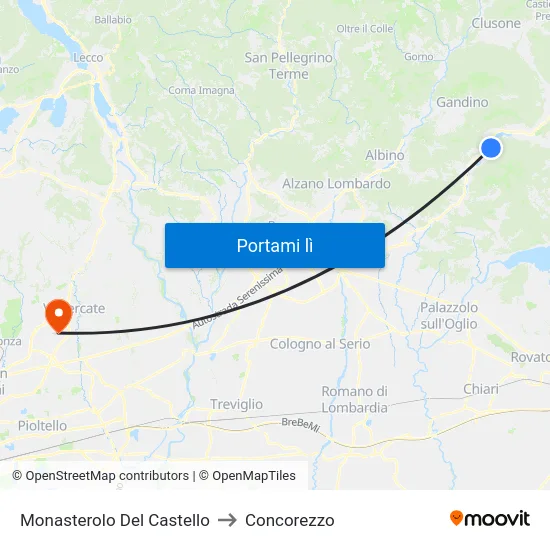 Monasterolo Del Castello to Concorezzo map