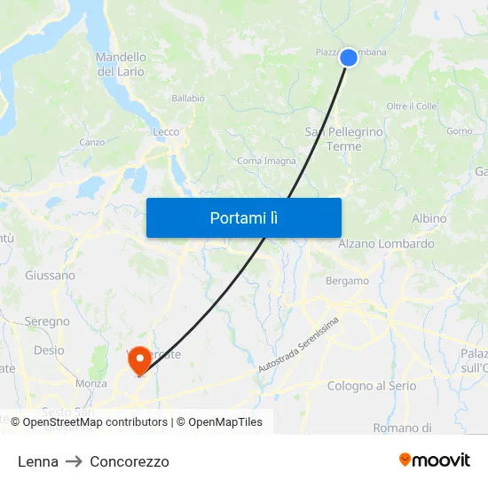 Lenna to Concorezzo map