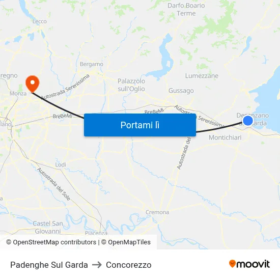 Padenghe Sul Garda to Concorezzo map