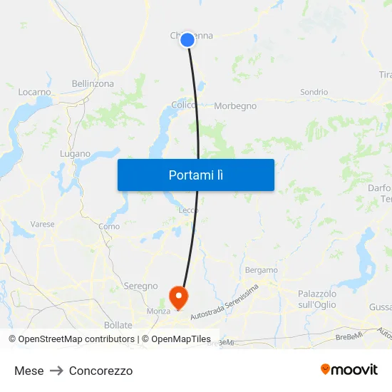 Mese to Concorezzo map