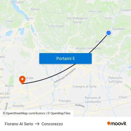 Fiorano Al Serio to Concorezzo map