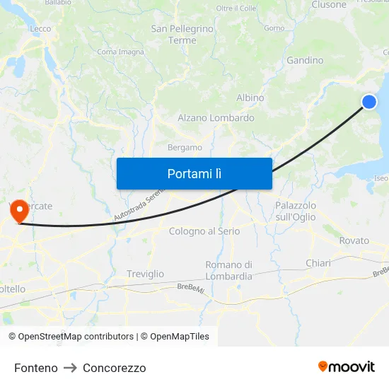 Fonteno to Concorezzo map