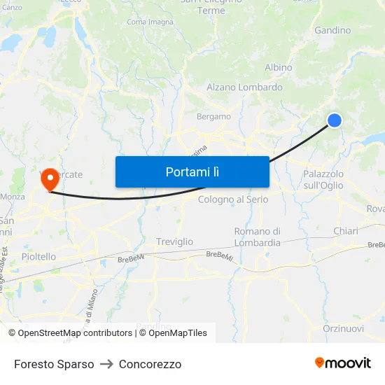 Foresto Sparso to Concorezzo map