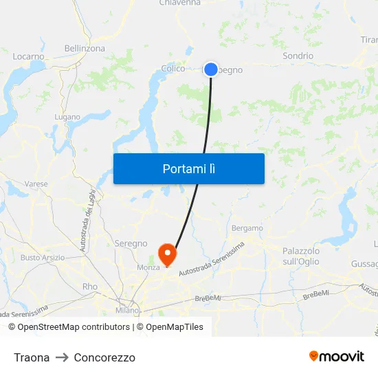 Traona to Concorezzo map