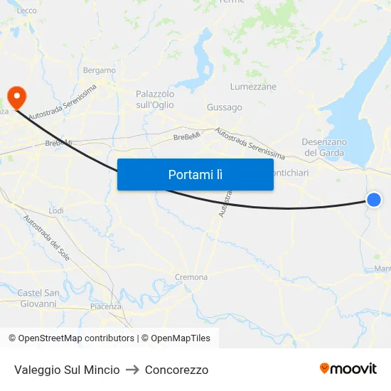 Valeggio Sul Mincio to Concorezzo map