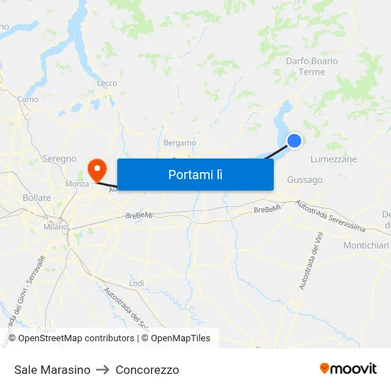 Sale Marasino to Concorezzo map