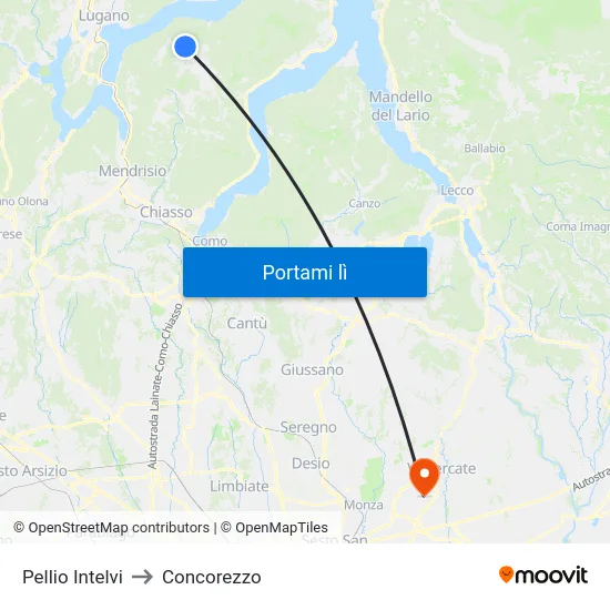 Pellio Intelvi to Concorezzo map