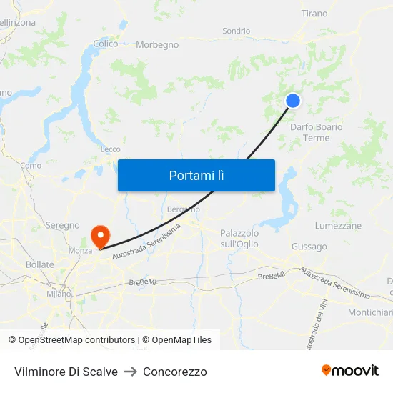 Vilminore Di Scalve to Concorezzo map