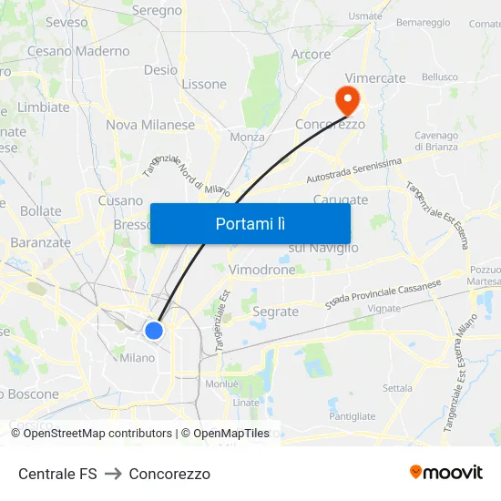 Centrale FS to Concorezzo map