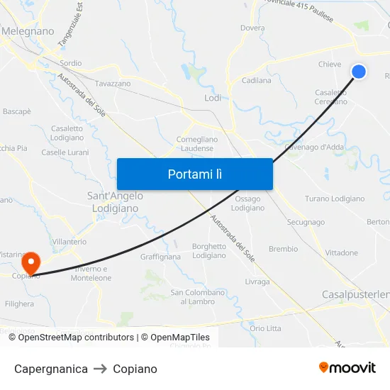 Capergnanica to Copiano map