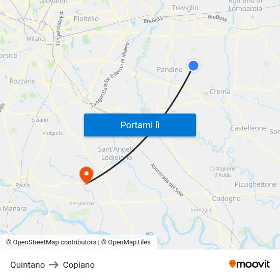 Quintano to Copiano map