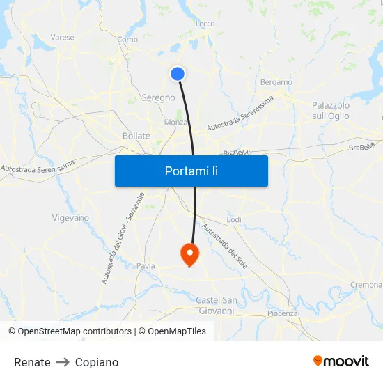 Renate to Copiano map