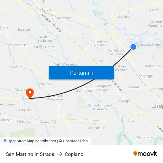 San Martino In Strada to Copiano map