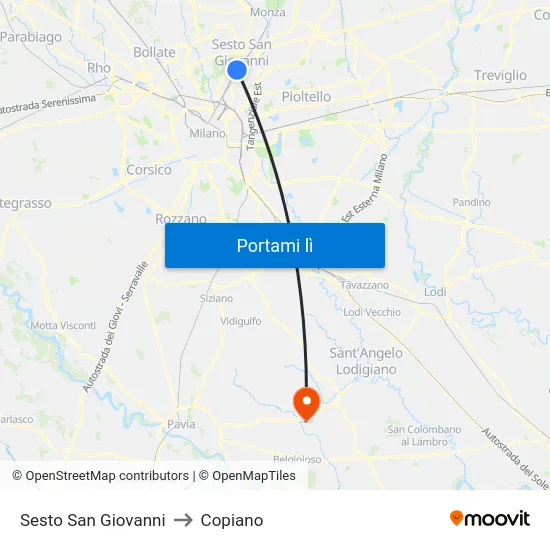 Sesto San Giovanni to Copiano map