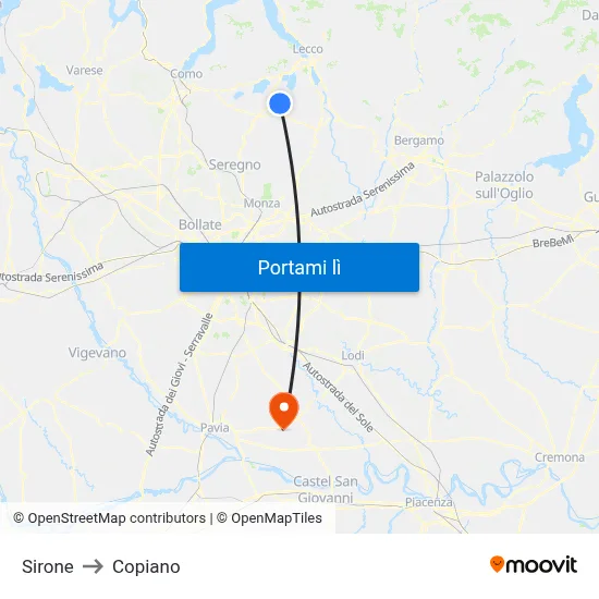 Sirone to Copiano map