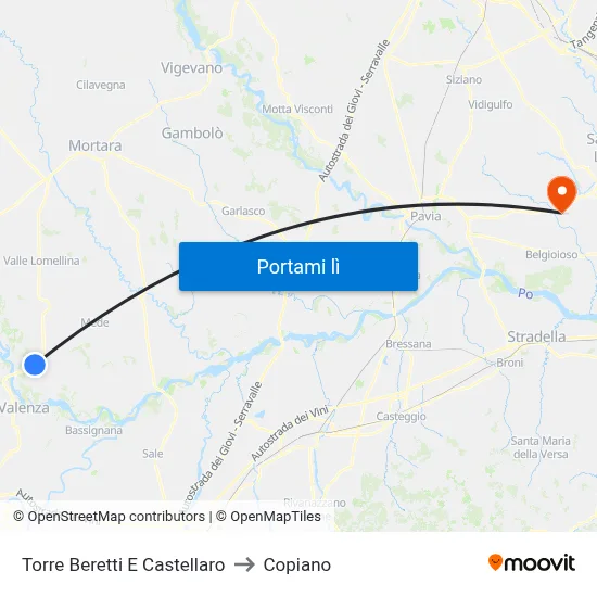 Torre Beretti E Castellaro to Copiano map