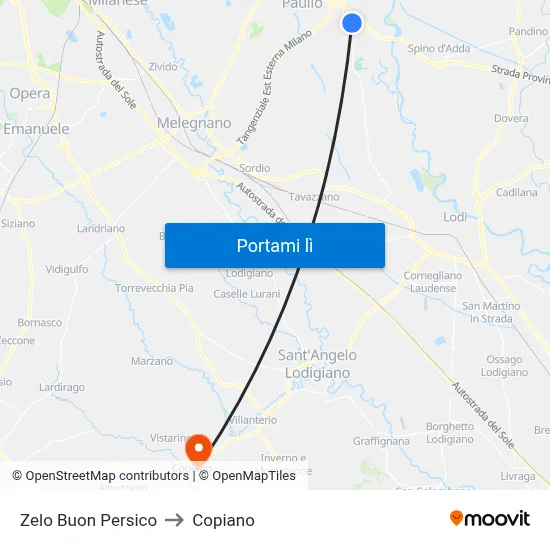Zelo Buon Persico to Copiano map