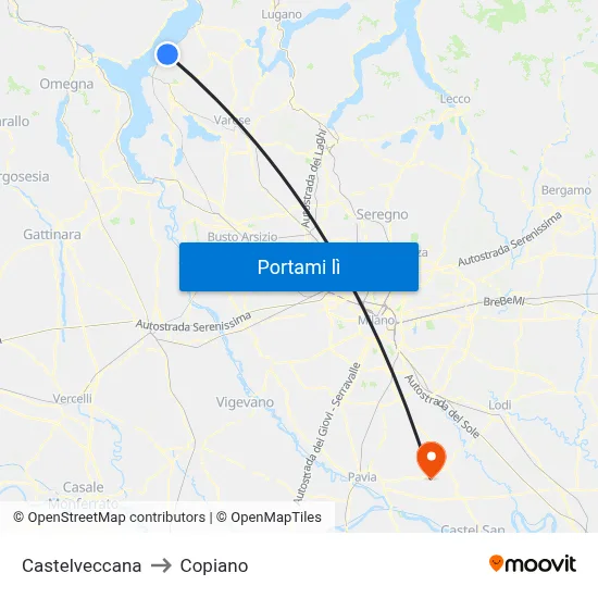 Castelveccana to Copiano map