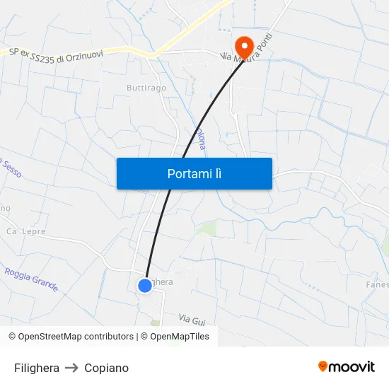 Filighera to Copiano map