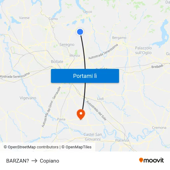 BARZAN? to Copiano map