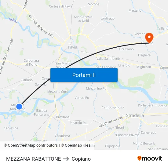 MEZZANA RABATTONE to Copiano map