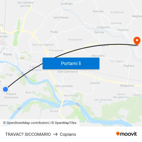 TRAVAC? SICCOMARIO to Copiano map