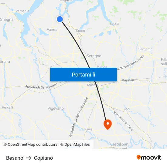 Besano to Copiano map