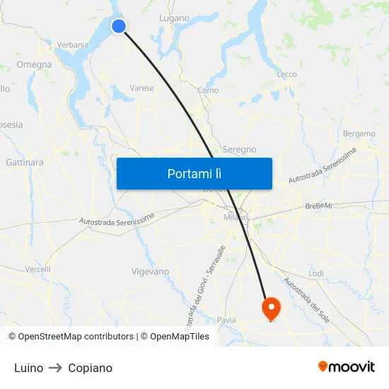 Luino to Copiano map