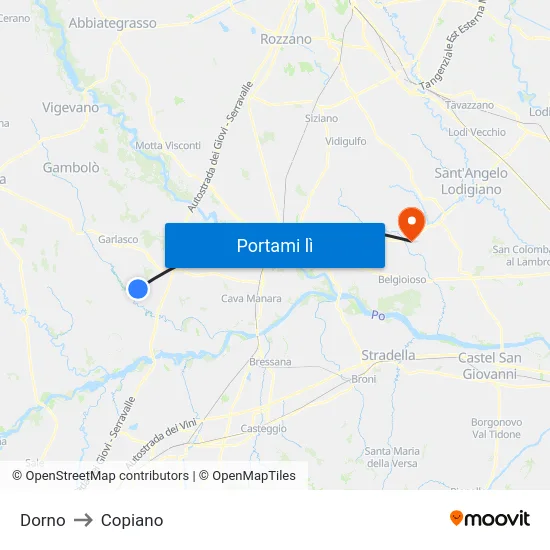 Dorno to Copiano map