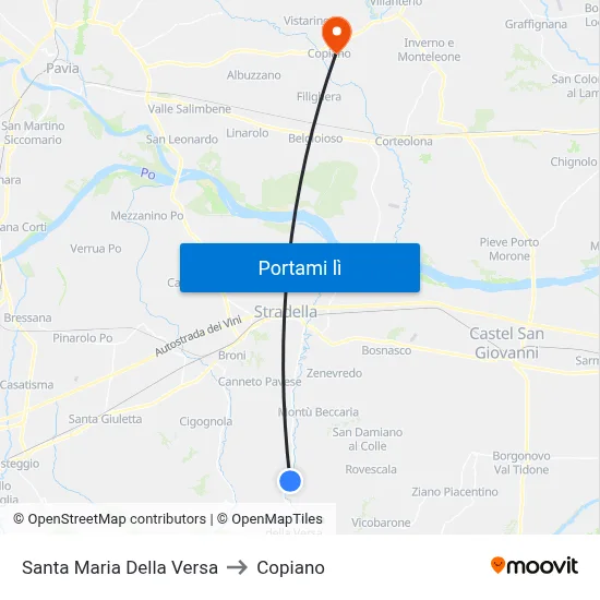 Santa Maria Della Versa to Copiano map