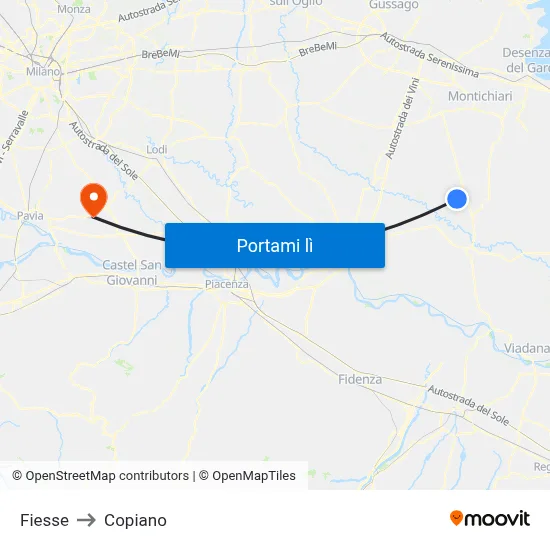 Fiesse to Copiano map