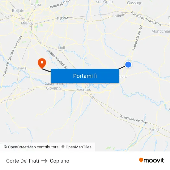 Corte De' Frati to Copiano map