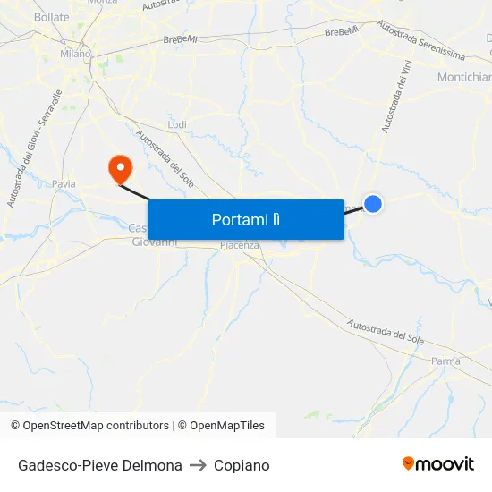 Gadesco-Pieve Delmona to Copiano map