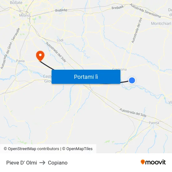 Pieve D' Olmi to Copiano map