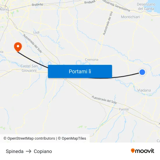 Spineda to Copiano map