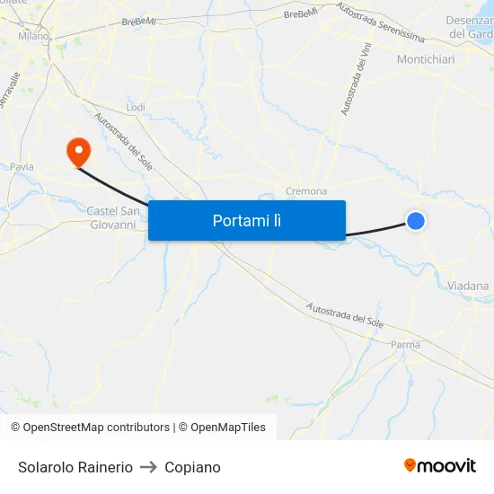Solarolo Rainerio to Copiano map