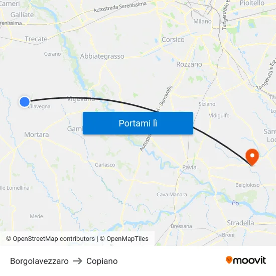 Borgolavezzaro to Copiano map