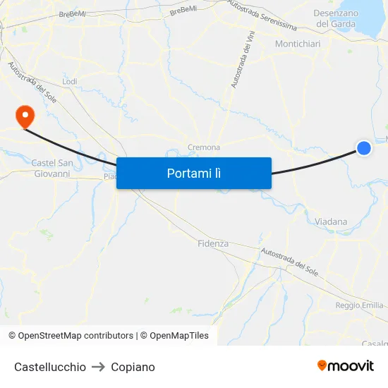 Castellucchio to Copiano map