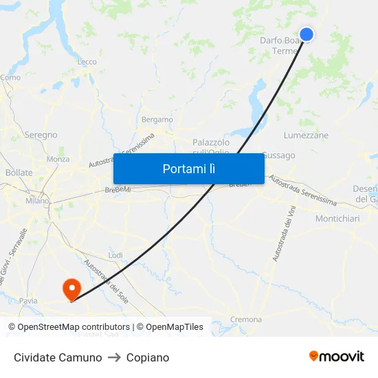 Cividate Camuno to Copiano map