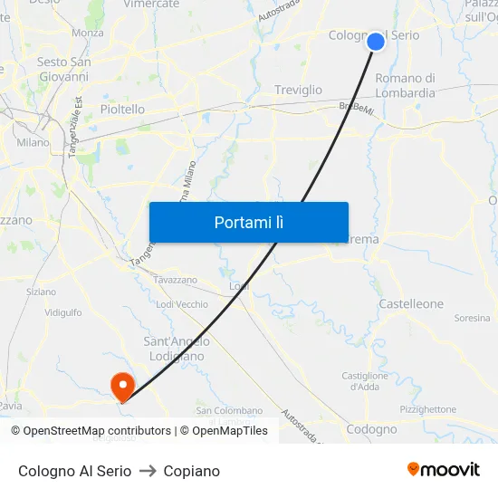 Cologno Al Serio to Copiano map