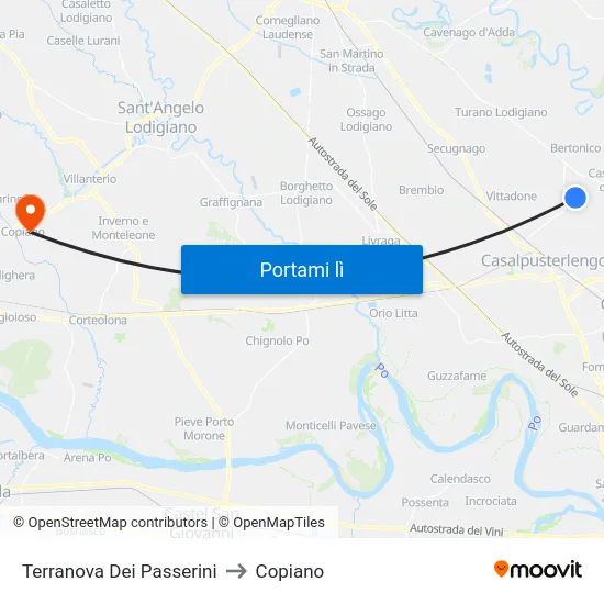 Terranova Dei Passerini to Copiano map