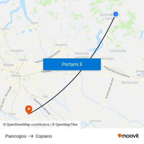 Piancogno to Copiano map